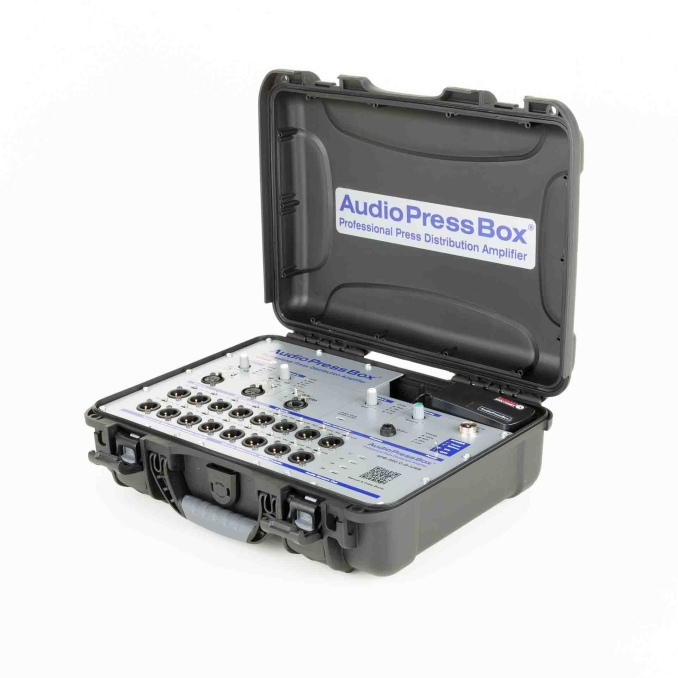 Professional portable, active, press box DANTE AUDIOPRESSBOX